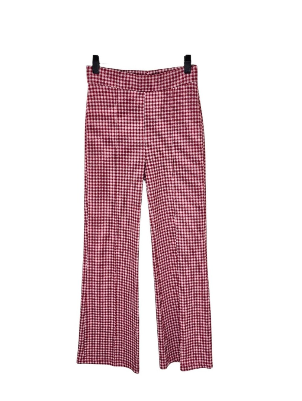 Free People Red White Gingham Pull On Flare Pants Women's 0 70s Retro
